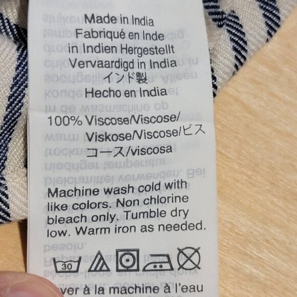 Madewell V-Neckline Tie Front Shirt - White w Blue Stripes - Super Cute! - Picture 9 of 9